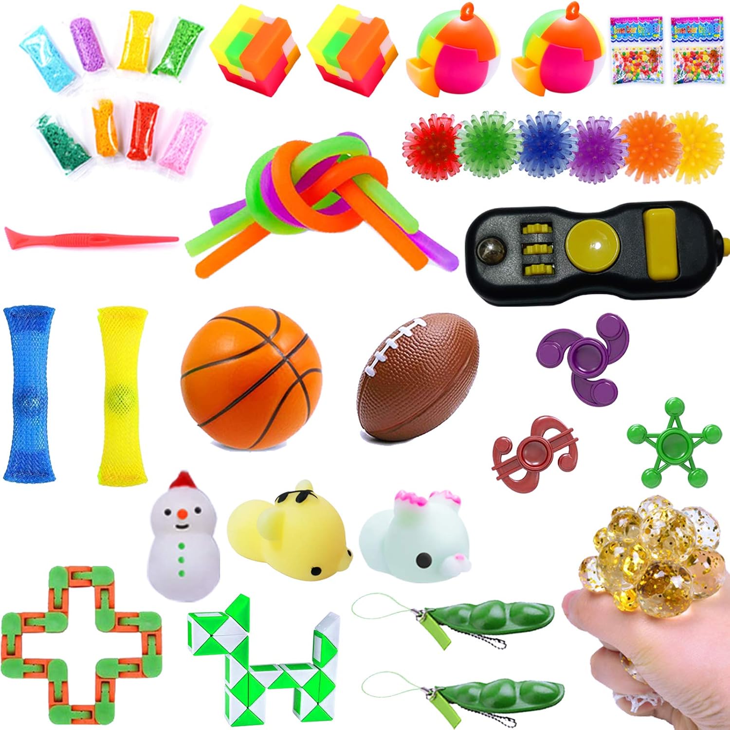 Amazon Com Idaisy Fidget Toys Set 40 Pack Sensory Toys Pack For Stress Relief Adhd Anxiety Autism For Kids And Adults Grape Ball Fidget Pad Stretchy String Marble Mesh Squeeze Bean Foam Ball For Anti Stress Toys Games