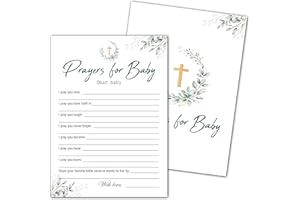 OZTEMETY Baby Shower Prayer Cards - Floral Greenery Baby Christening Cards For Girl Boy Christian Brother or Sister - 30 Cards