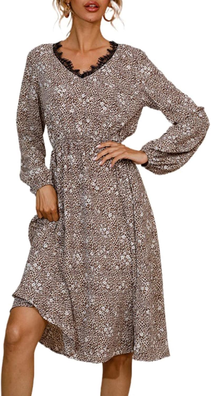 CORAFRITZ Lässiges Damenkleid mit langem Ärmel und V-Ausschnitt