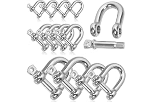 Glarks 12pcs M4/6/8/10 Stainless Steel D Shape Shackle, D-Shape Anchor Shackle, Heavy Duty D Shape Shackle for Ships, househo