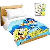 Spongebob Bedspread Twin Set for Kids - Bundle with Quilted Bedspread for Full Bed Plus Stickers, More | Spongebob Twin Bedding Set for Boys, Girls