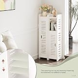Dripex 4 Tier Narrow Floor Cabinet White PVC Slim 18W x 20D x 80H cm view 3