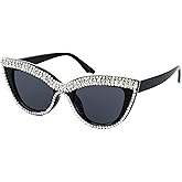FEISEDY Women Oversized Diamond Sunglasses Fashion Cat Eye Rhinestone Sunglasses Jeweled Frame Costume Party B2360