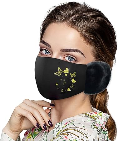 Amazon Co Jp Maszone 冬用マスク 防寒マスク マスク冬用 洗える マスク プリント マスク ちょうプリント 耳カバー おしゃれ 大人用 布マスク 一体型 防寒フェイスマスク 厚型 防風 防寒対策 通気性 保温性 耳を守る 通勤 秋冬 男女兼用 暖かいマスク ドラッグストア