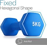 Core Balance 5kg Dumbbell Pair Hex Neoprene Coated Cast Iron Blue view 3