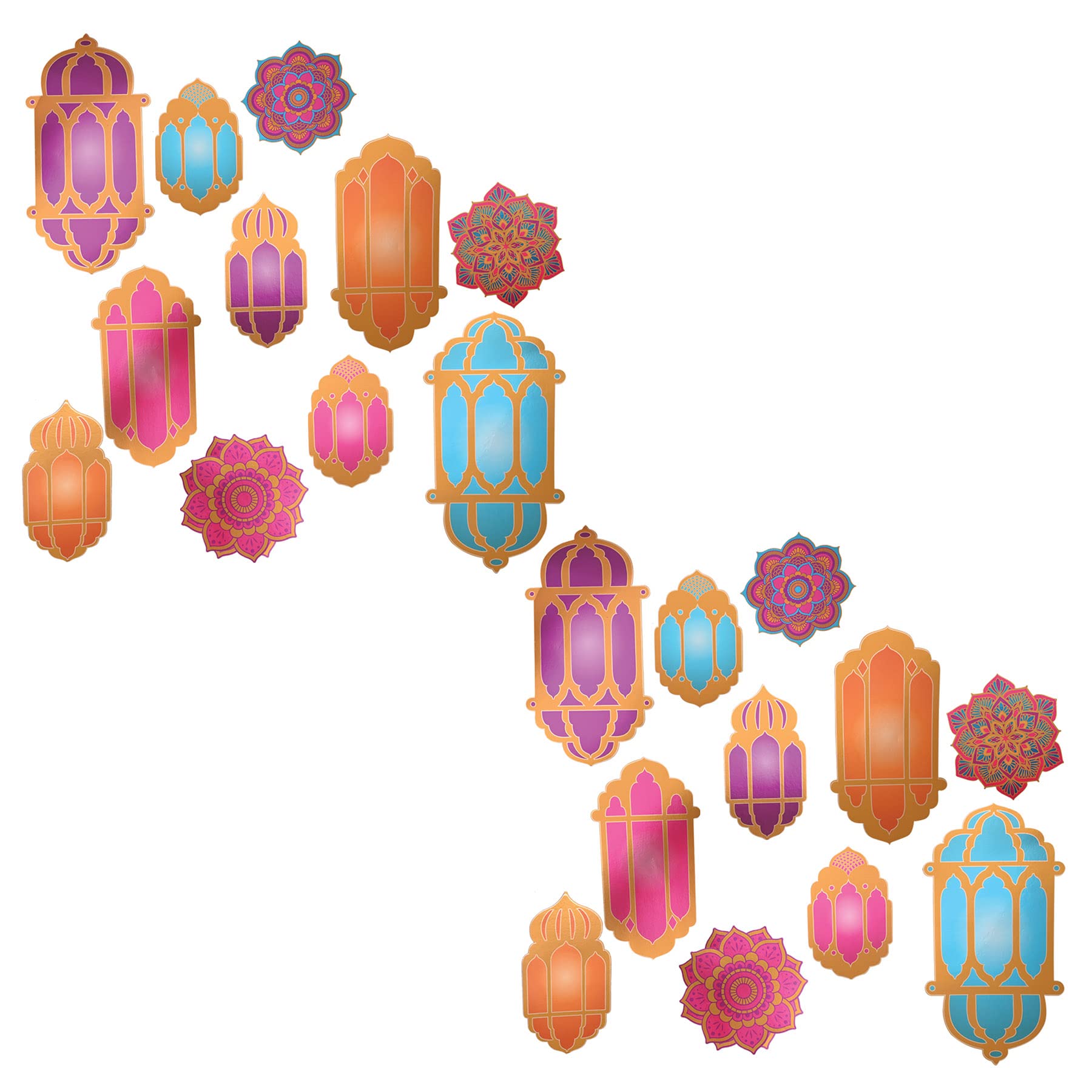 Beistle 53580 Pack of 22 Colorful Paper Lanterns and Mandala Cutouts Party Decorations for Arabian Nights, Multicoloured