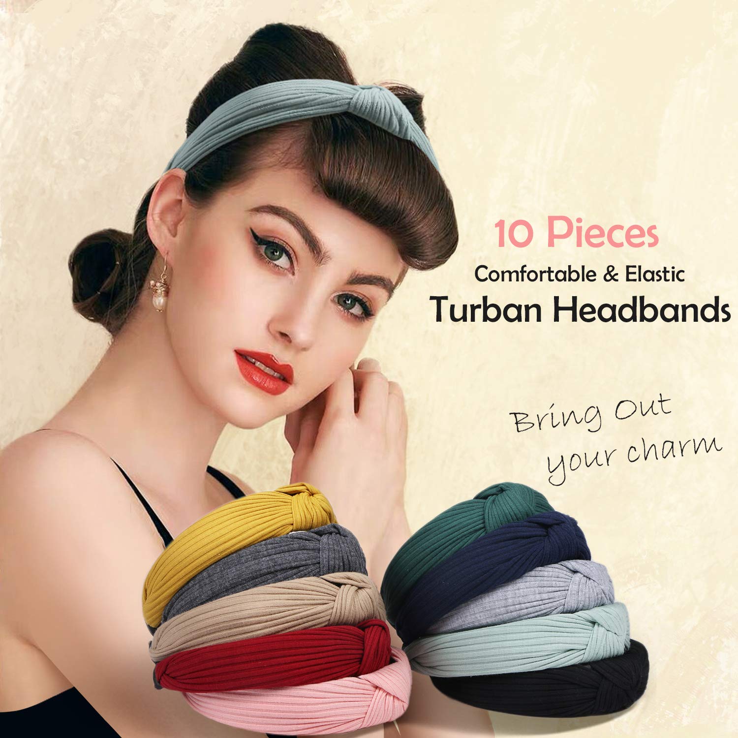 Kisslife 10 Pack Wide Headbands Knot Turban Headband Hair Band Elastic Plain Fashion Hair Accessories for Women and Girls, Children 10 Colors : Beauty