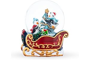 BESTPYSANKY Penguin Sleigh Ride Mini Water Snow Globe