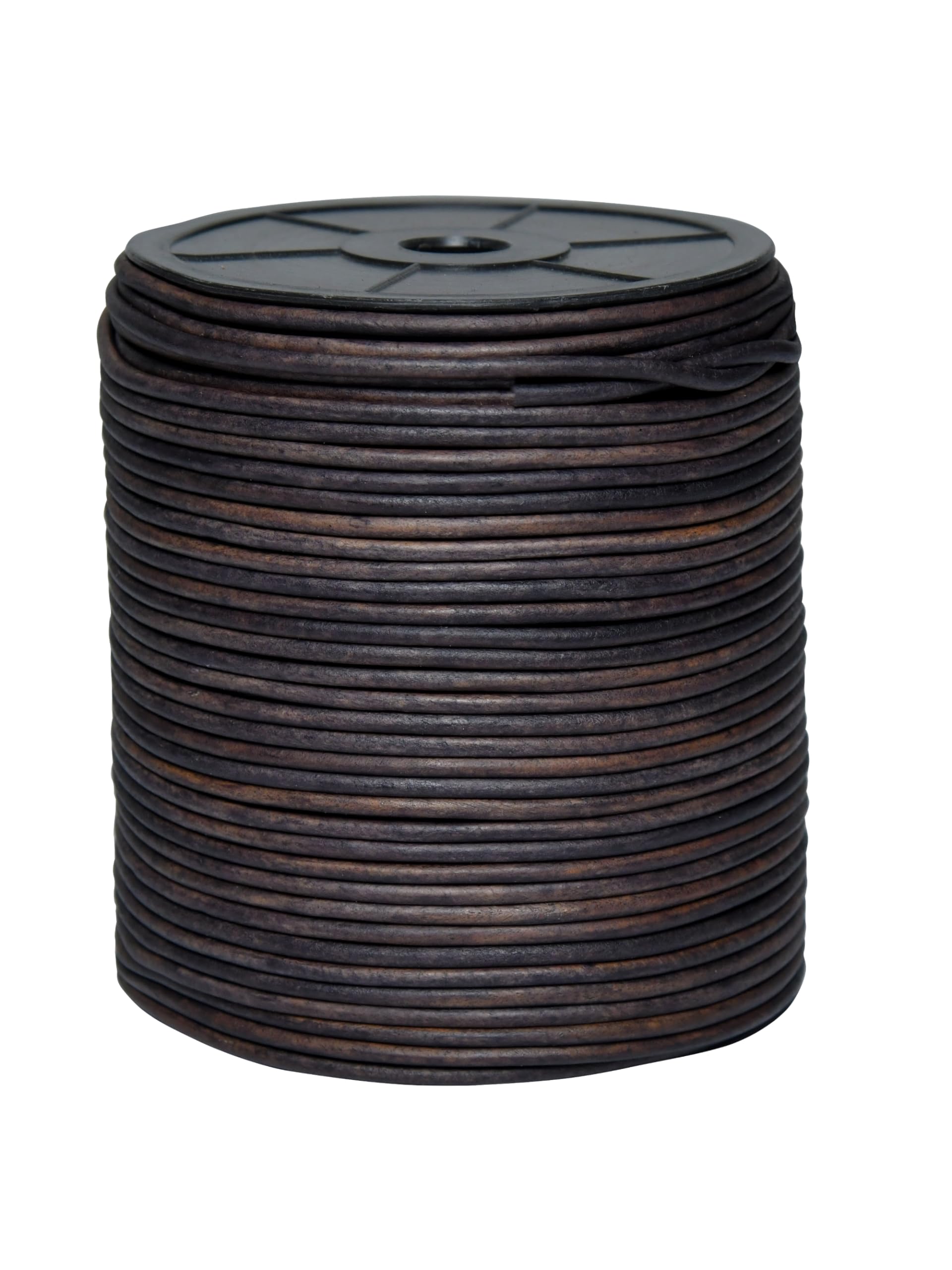 Cords Essentials Round Genuine Leather String Cord, Rope for Jewelry Making, Necklaces, Bracelets, Kumihimo Braiding, Wraps, Crafts and Hobby Projects (Distressed Gray, 3.0 MM)
