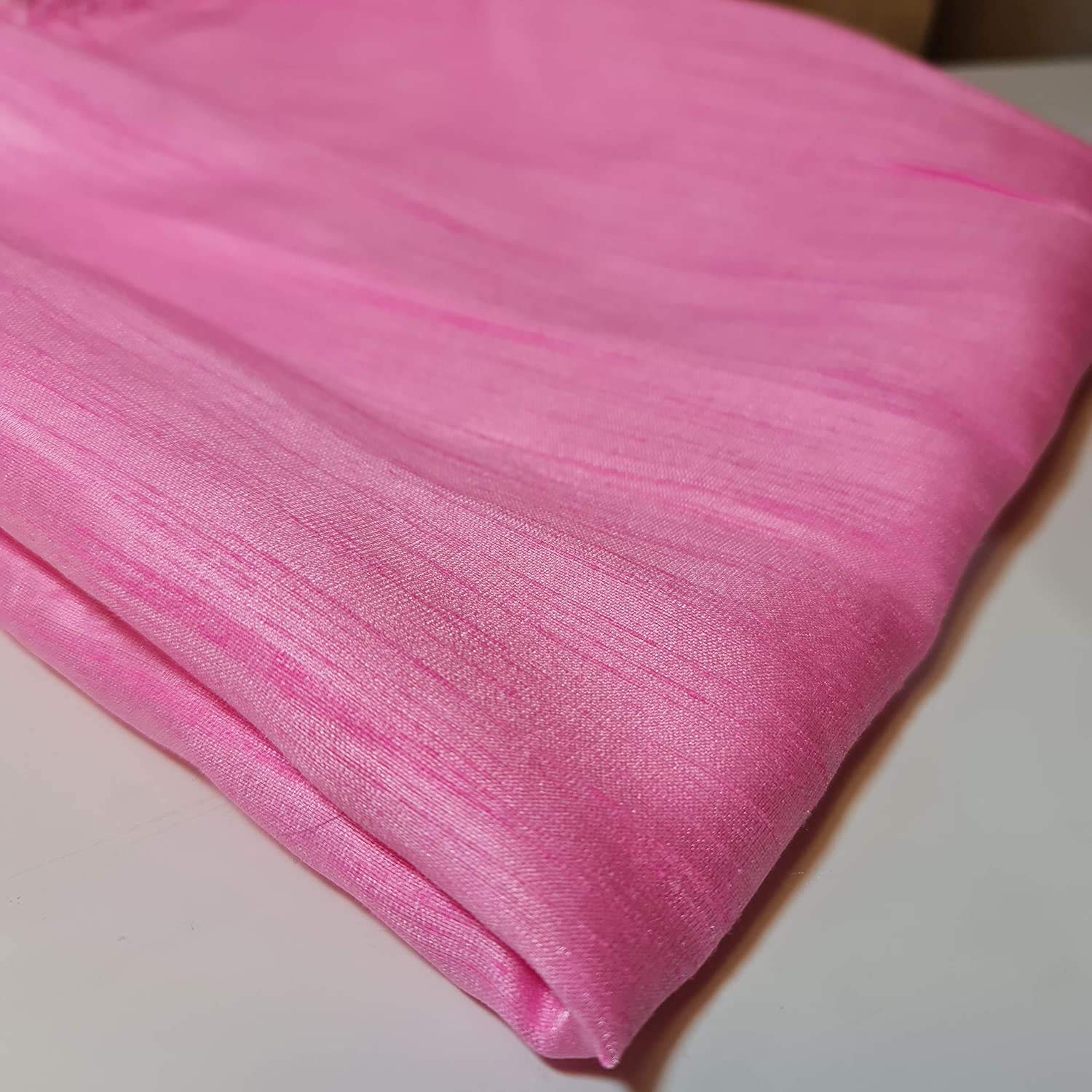 44" Wide Plain Polyester Faux Dupion Raw Silk Satin Finish Dress Craft Patch Fabric Sold by The Meter (Candy Pink, 2 Meter) — image 1