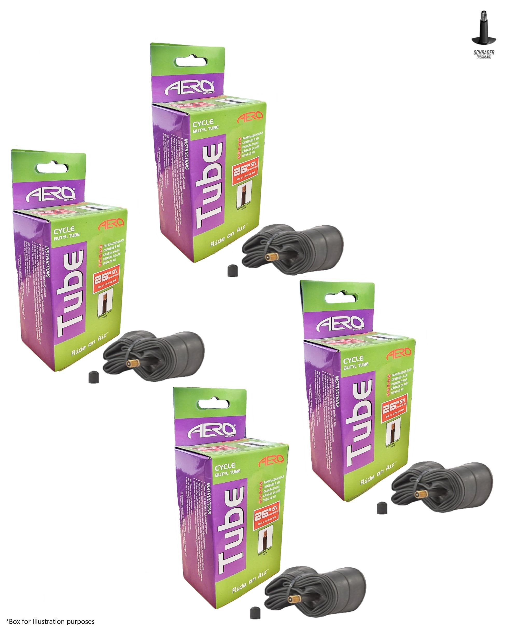 4 X Aero Sport E-Bike/Bike Butyl Rubber Inner Tubes to fit 26" x 1.75-2.125 with Schrader Valves