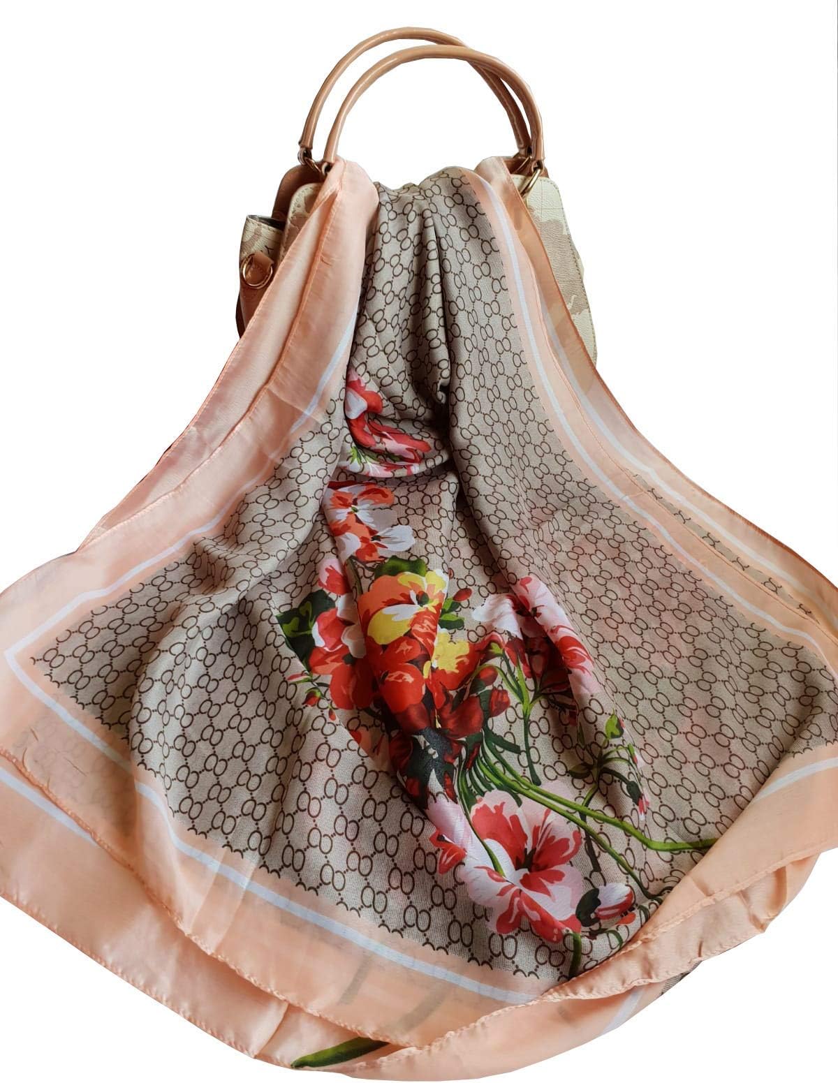 Fatimiyah Women's Silk Floral Print Scarf (vd_24, 180 x 90 cm)