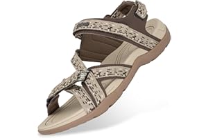 GRITION Womens Hiking Sandals Athletic Open Toe Sandal with Arch Support Summer Flat Adjustable Walking Shoes