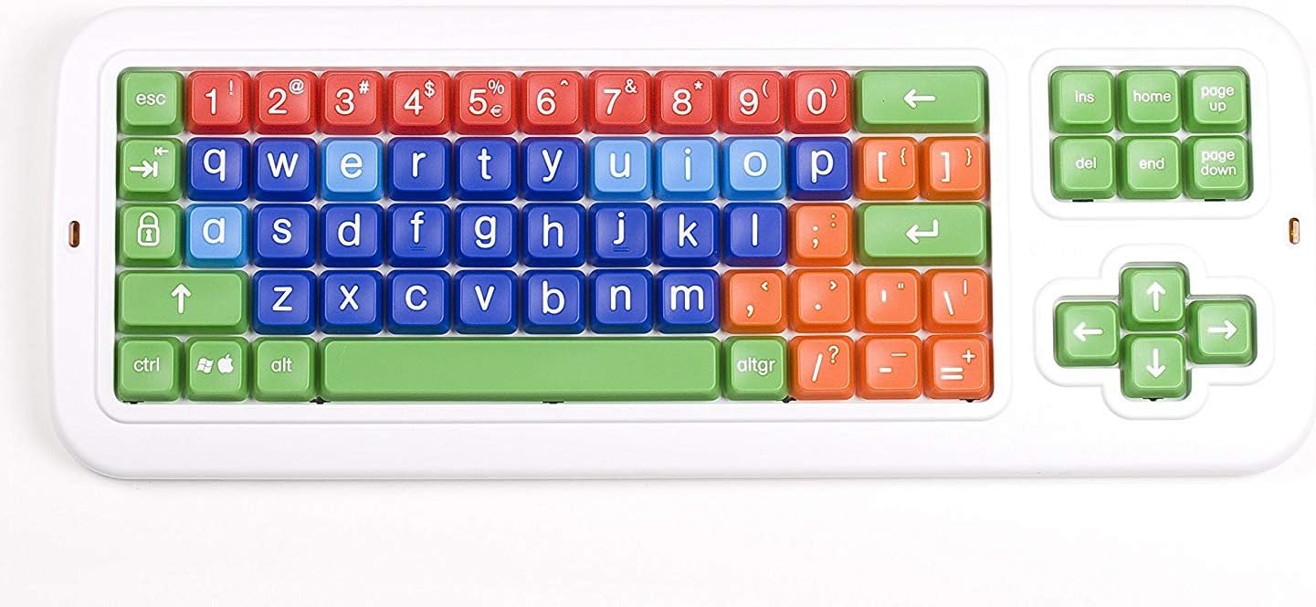 Clevy Lowercase Bluetooth Keyboard Wireless Colorful SpillProof - Early Education Tool for Writing Keyboard Typing Skills for Children and Users with Speech Special Needs.