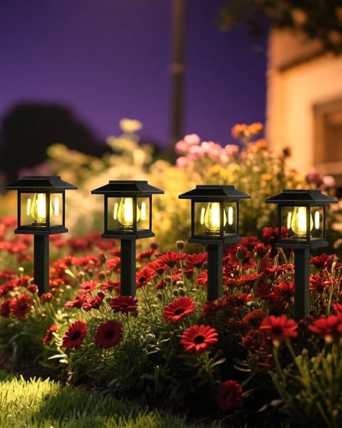 16-PACK SOLAR LIGHTS OUTDOOR (EXTRA-BRIGHT & AUTO ON/OFF), SOLAR POWERED GARDEN LIGHTS, OUTDOOR WATERPROOF SOLAR PATHWAY LIGHTS FOR PATIO, PATH, YARD, LANDSCAPE, DRIVEWAY, WALKWAY DECOR (WARM WHITE)