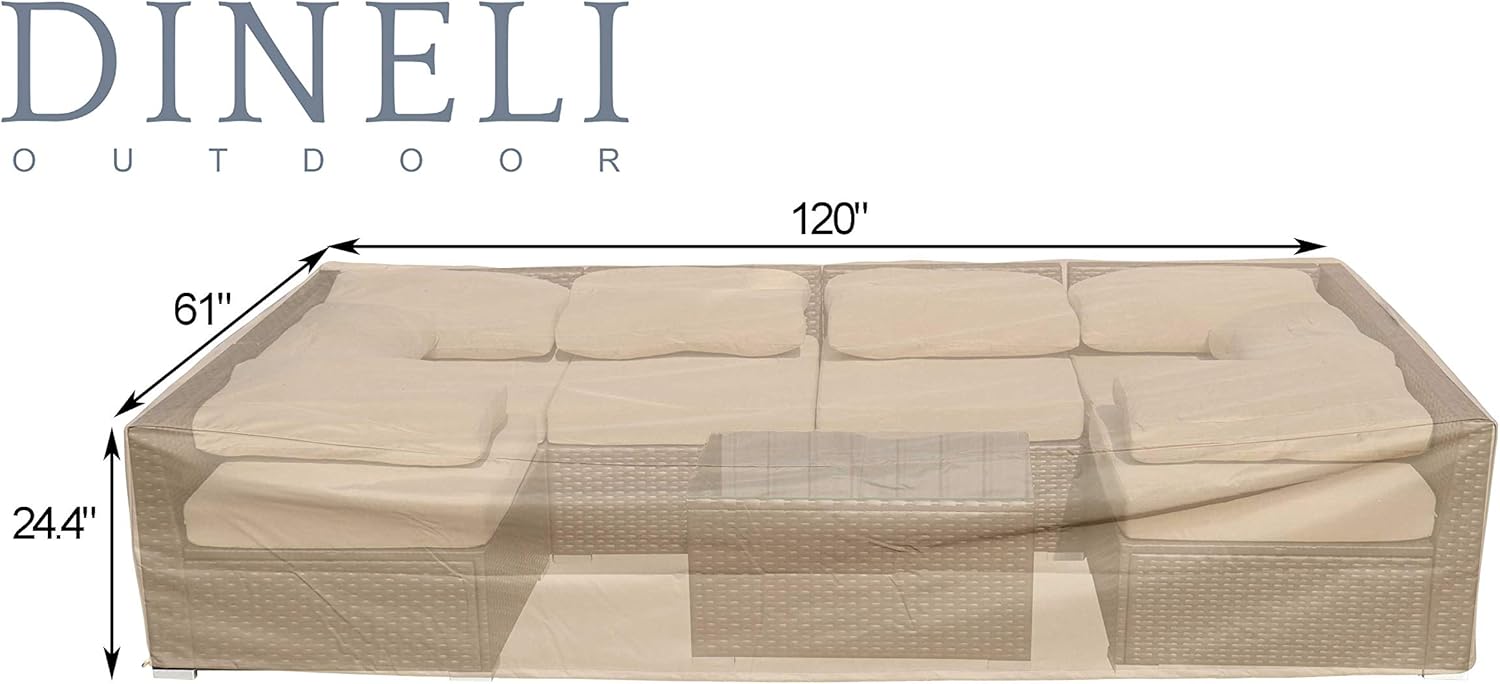 Outdoor Sectional Patio Sofa Covers Waterproof and Water Resistant 120＂L x 61＂W x 24.4＂H Heavy Duty 600D Rectangular Furniture Covers (Olive Green): Kitchen & Dining