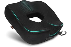 ZHOOGE Memory Seat Cushion, Donut Pillow, Donut Cushion Hemorrhoids Scientific Center Hole & Two Humps Hip Curve Design, Memory Foam Seat Cushions for Office, Car and Home Chairs (Black, XL Size)