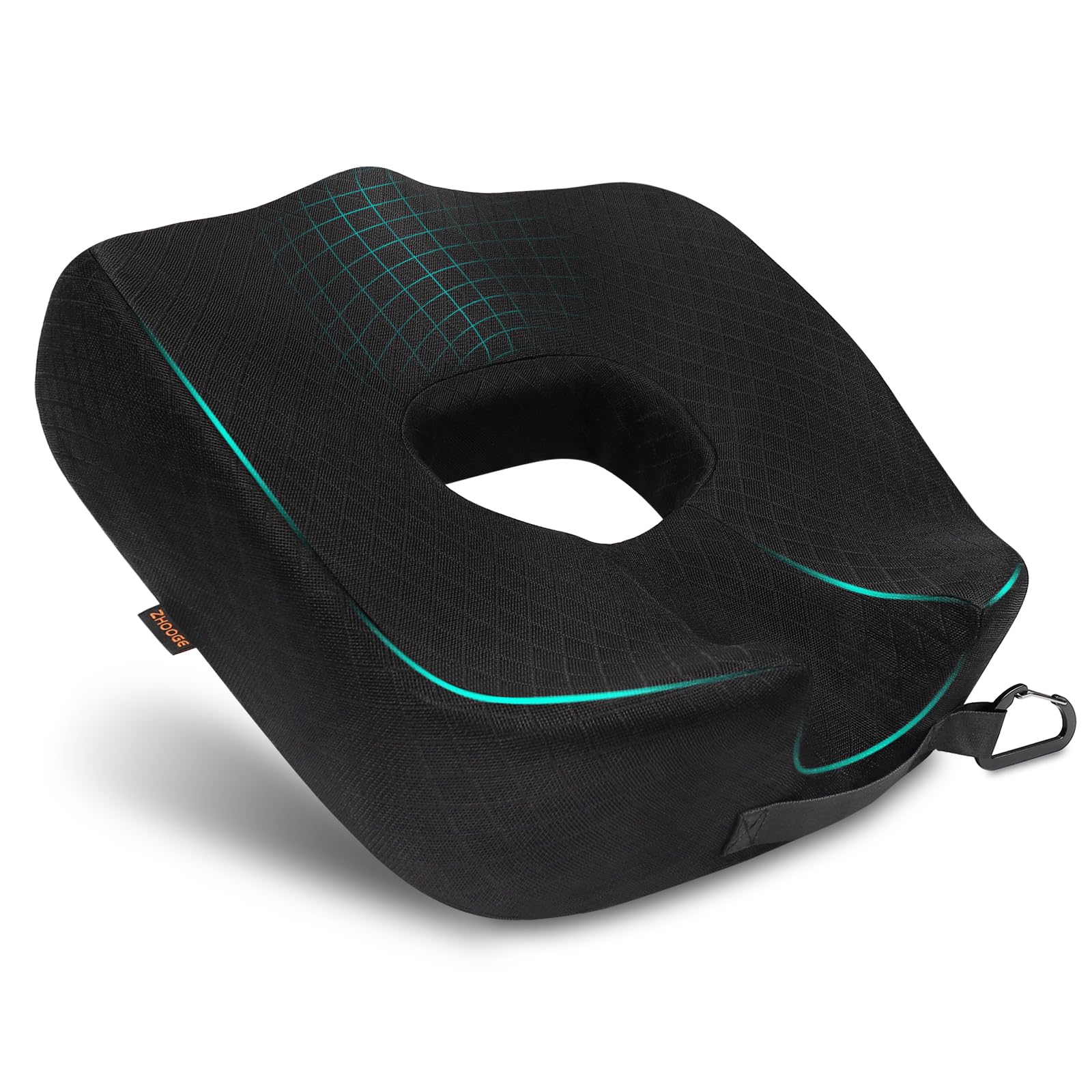 Photo 1 of Memory Seat Cushion & Donut Pillow & Donut Cushion with Scientific Center Hole & Two Humps Hip Curve Design - Premium Memory Foam Seat Cushions for Office, Car & Home!(B-Black, Large)