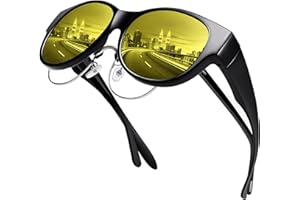 URUMQI Night Vision Glasses Fit Over Glasses for Women, Anti Glare Polarized Nighttime Driving Glasses HD Yellow Lens