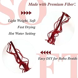 Red Pre stretched Braiding Hair for Boho Braids