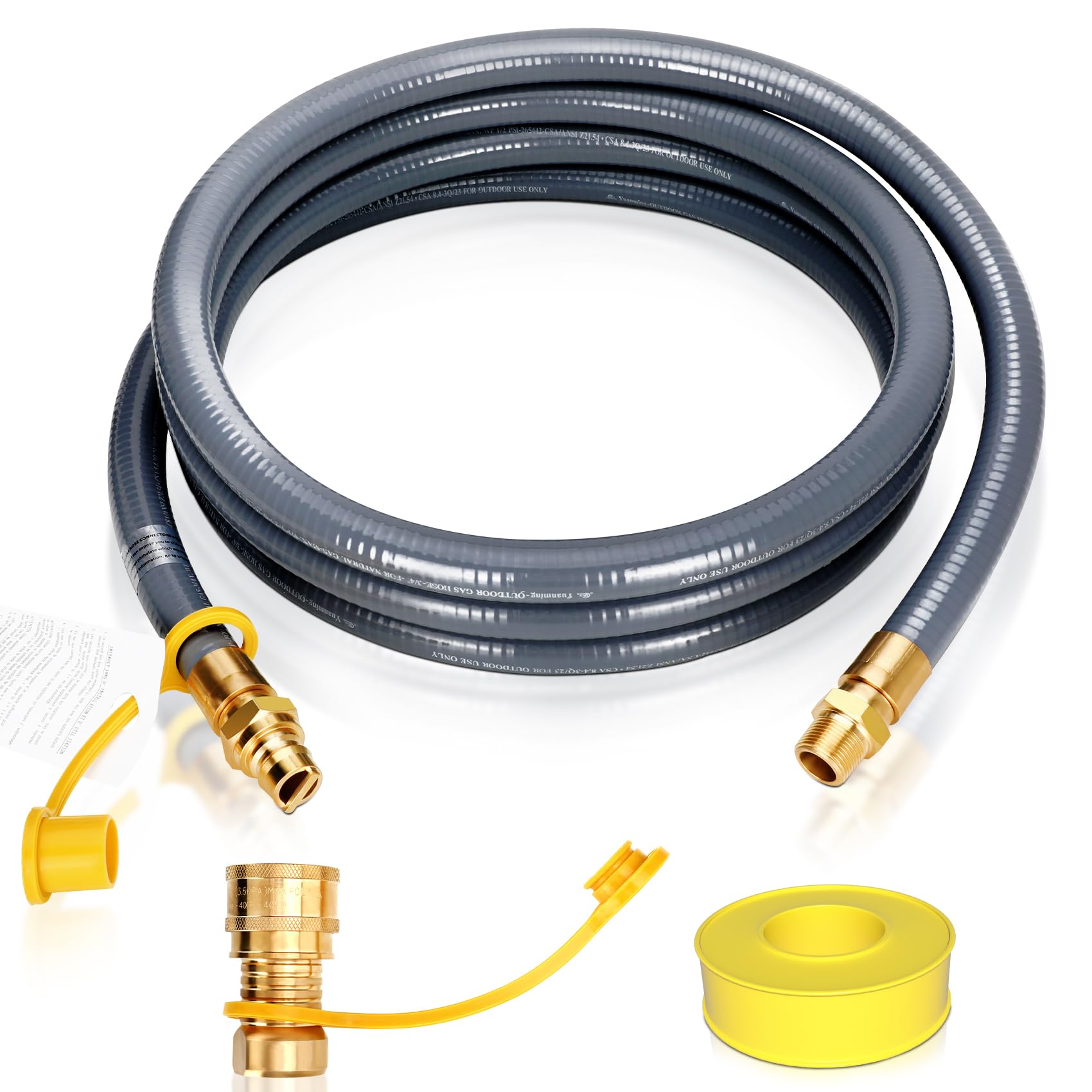 Photo 1 of 3/4" Natural Gas Hose for Generator, 15FT 3/4" ID Natural Gas Hose with Quick Connect for NG/LP Propane Appliances, Grill,Patio Heaters,Generators, Indoors & Outdoors CSA Certified