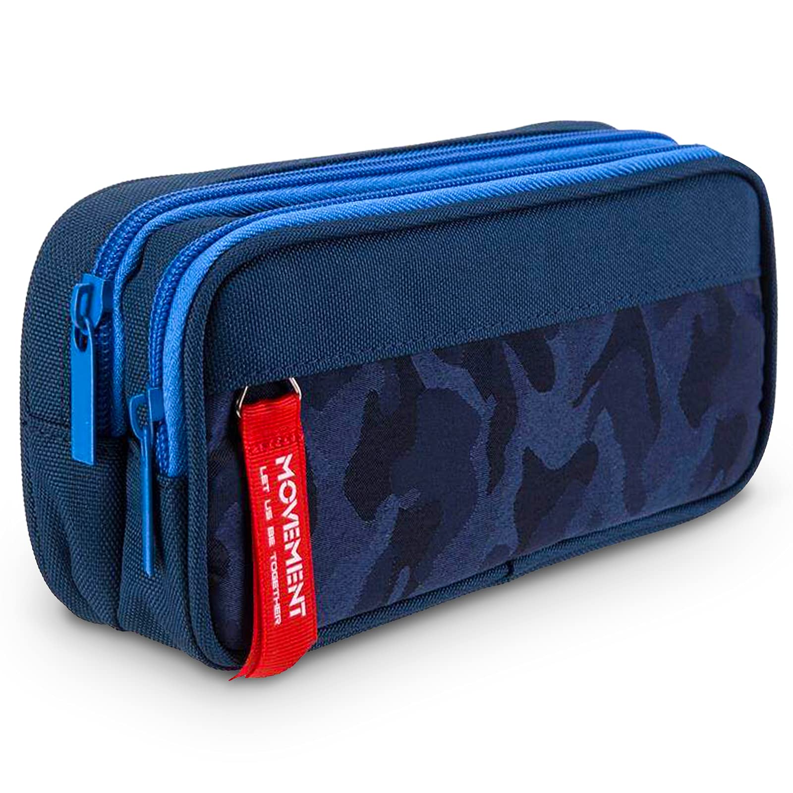 Cooyou Large Capacity Boys Pencil Case, 3 Compartments Pencil Case for Boys and Girls, Smooth Zipper Portable Presents, Blue