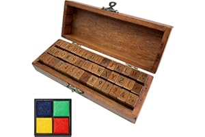 42 Pcs Premium Letter Stamps, Wooden Alphabet Rubber Stamps Set with Numbers and Symbols, Perfect for DIY Crafting, Scrapbook