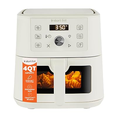Instant Pot 4Qt VORTEX 6-in-1 Mini Air Fryer, Custom Program Options, Air Fry, Broil, Roast, Dehydrate, Bake, Reheat, Sea Salt, 4 Quarts