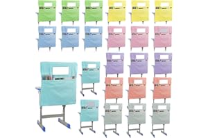 XAATREN 24 Pcs Small Chair Storage Pocket 14 Inch School Chair Bag Chairback Buddy Pocket Student Chair Pocket Chart Classroom Organizer with Name Tag for Primary School Chair up to 14'' Wide(Pastel Color)