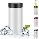 Olerd 16oz Double wall Stainless Steel Insulated Can Cooler, Bottle or Tumbler for Slim Beer & Hard Seltzer Cans, Beer Bottle Holder (White)