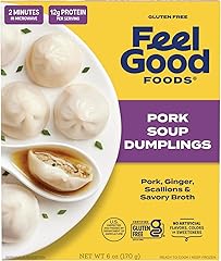 Feel Good Foods Pork Soup Dumplings Frozen - Gluten Free Dumplings with Savory Broth, Scallions and Ginger, Snacks & Appetize