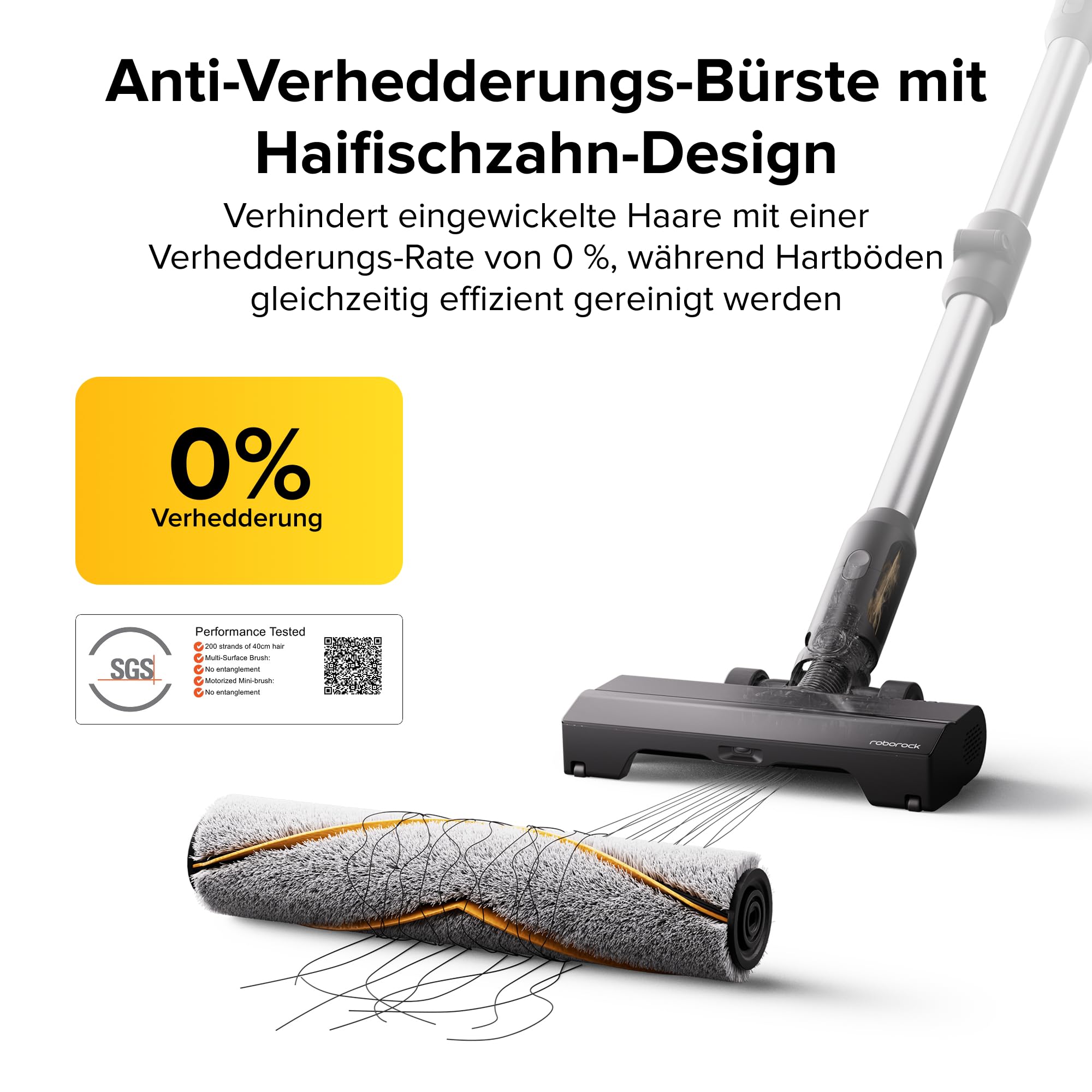 roborock H60 Ultra Akku Staubsauger, 210AW kraftvolle Saugleistung, 90 Min. Maximale Laufzeit, 90° Flexibler Saugrohr, Staubsauger kabellos, Anti-Tangle Bürste für Teppiche, Hartböden, Tierhaare, Auto 4