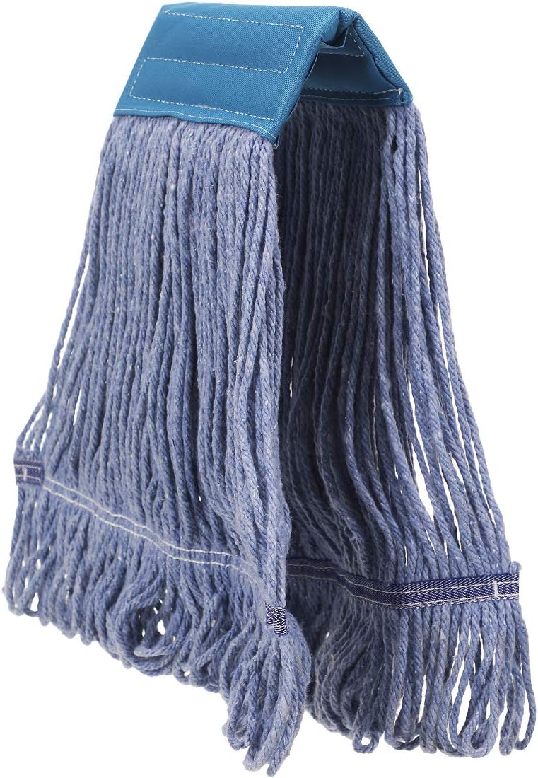 Yocada Looped-End String Wet Mop Heavy Duty Cotton Mop Commercial Industrial Grade Iron Pole Jaw Clamp Floor Cleaning 52in Long: Home & Kitchen
