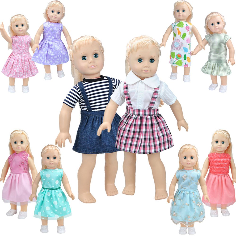 E-TING 5 Set Outfits Fashion Gorgeous Clothes Casual Wear Dresses Lively Outfits for 18 Inches American Girl Dolls Accessories Set Christmas Gift (5 Sets Random Style)(Dolls and Shoes not Included)