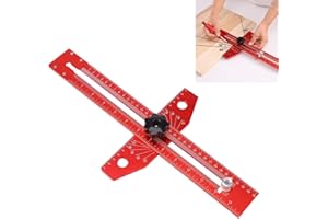 BOWEITI Woodworking Scriber Marking Line Ruler T Type Woodworking Ruler 13 inch Layout and Measuring Tools Precision Marking T-Ruler Positioning Scribing(Red)