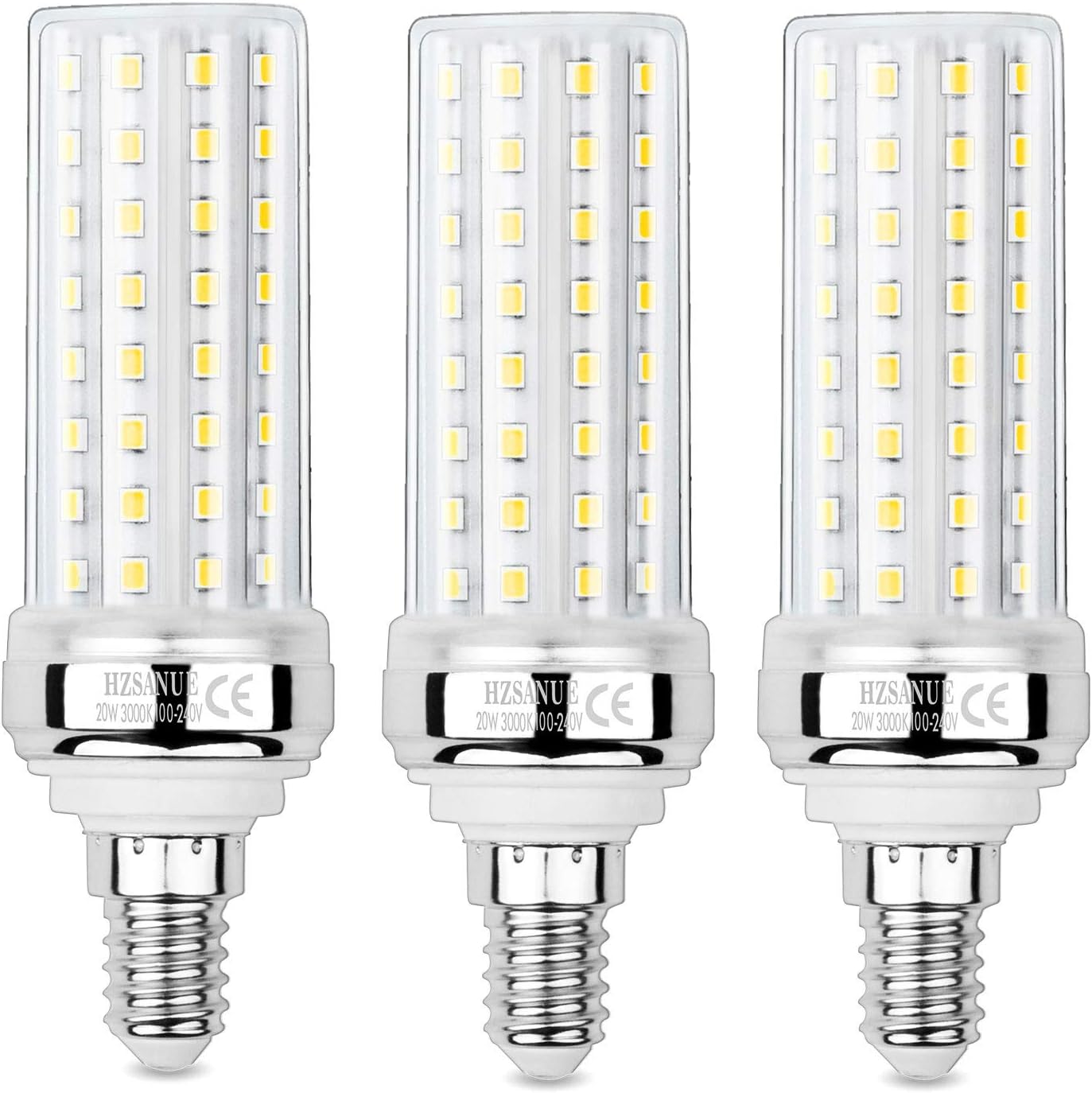 HZSANUE LED Corn Bulbs 20W, E14 Small Edison Screw Bulbs, 2200Lm, 3000K Warm White,150W Incandescent Bulbs Equivalent,Pack of 3