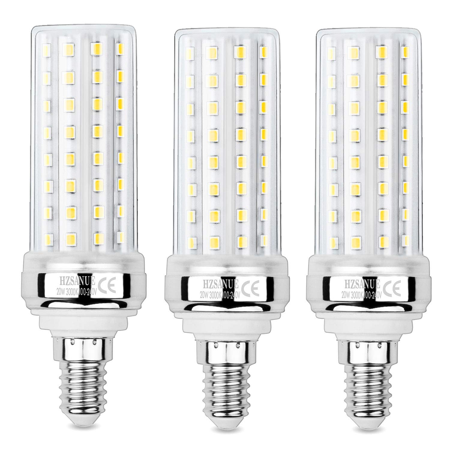 HZSANUE LED Corn Bulbs 20W, 150W Incandescent Bulbs Equivalent, 2300Lm, 3000K Warm White, E14 Small Edison Screw, Pack of 3