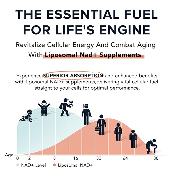1600 MG LIPOSOMAL NAD SUPPLEMENT, 98% PURE NAD+ SUPPLEMENT, SUPERIOR ABSORPTION, ALTERNATIVE TO NICOTINAMIDE RIBOSIDE OR NADH TO BOOST NAD+ FOR AGING DEFENSE, ENERGY, LONGEVITY,60 SOFTGELS