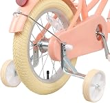 Glerc 12 Inch Kids Bike for Girls Peach with Basket Stabilisers Bell view 8