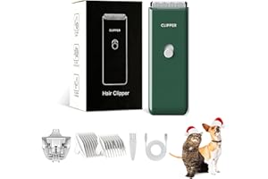 Founouly 2-in-1 Professional Dog Grooming Kit - Low Noise, Waterproof, USB Rechargeable, and Safe Ceramic Blade - Gift for Dogs and Cats (Green)