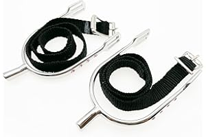 QualiTime English Equestrian Spurs with Straps for Women, Zinc Alloy Chrome Plated Bumper Spurs, Round Spurs with Rhinestone, 1 Pair