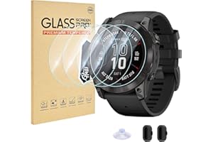 EasEasy 4+2 PCS Compatible For Garmin Fenix 7X Pro/7X/8 51mm Screen Protector Glass, Clear Sensitive Touch & Anti-scratch 9H 