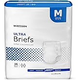 McKesson Ultra Briefs, [96 Count], Size M, 32-44 in. Incontinence Adult Diapers, Heavy Absorbency, Unisex, Disposable, Elastic Leg Gathers and Contoured Fit for Men and Women