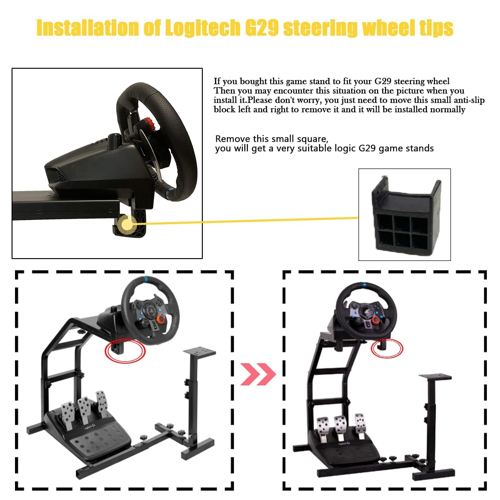 Marada Racing Steering Wheel Stand Adjustable Fit for Logitech Thrustmaster G29 G920 G923 T248 T300 T300RS TX F458 T500 Racing Simulator Cockpit, Shifter Wheel and Pedal Not Included