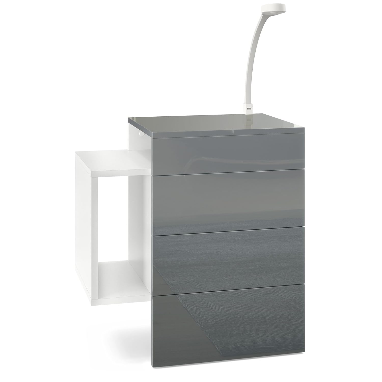 Vladon Bedside Cabinet Nightstand Queens Carcass In White Matt