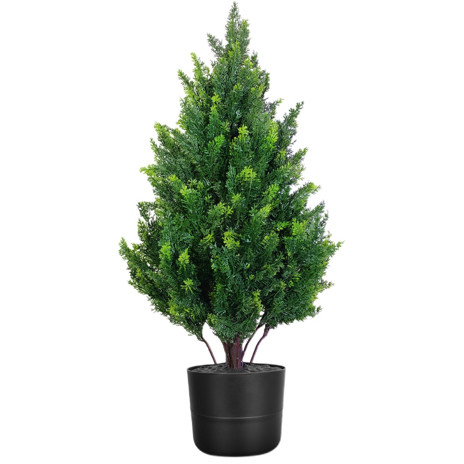 Photo 1 of 2.3 FT Artificial Cedar Topiary Tree Outdoor, Realistic Fake Cypress Tree with Pot, UV Resistant Faux Greenery Shrubs Bushes Plants for Front Door Porch Office Home Indoor Spring Decor