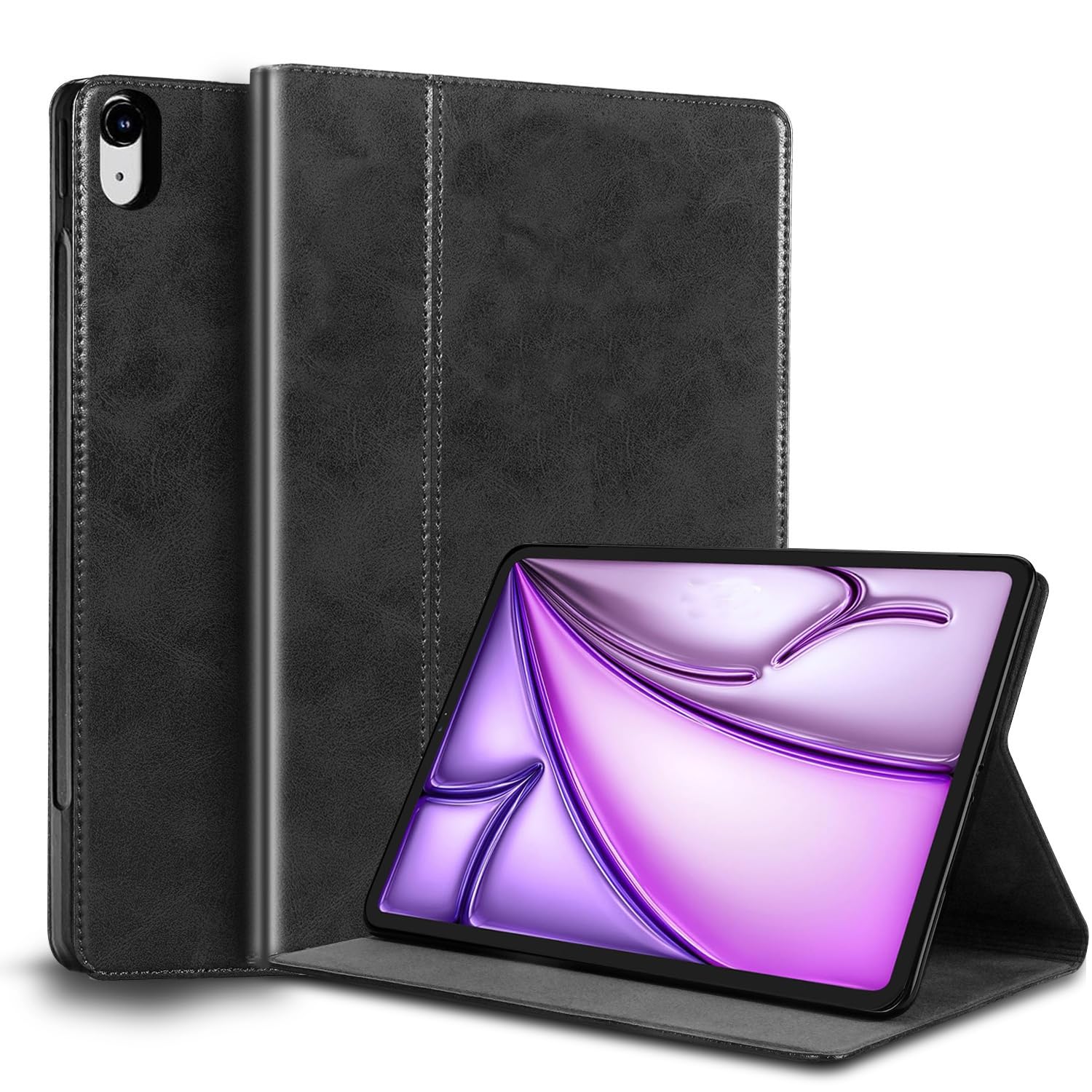 Photo 1 of NANRUIL for Ipad Case Air 13-inch M3/M2 2025/2024(Model:A3268/A3269/A2898/A2899) Genuine Leather Cover Protective Shell,Auto Wake/Sleep.Black