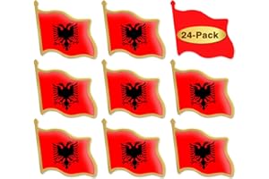 12/24/50/100Pcs Albania Flag Lapel Pins Bulk - Metal Albanian Brooch Badge Souvenir for Men Women Clothes Bags Hats