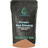 Holistic Bin Korean Red Ginseng Powder Pure Panax Ginseng Supplement | Vegan, Gluten Free, Non GMO, No Fillers | Rich in Ginsenosides (50g)