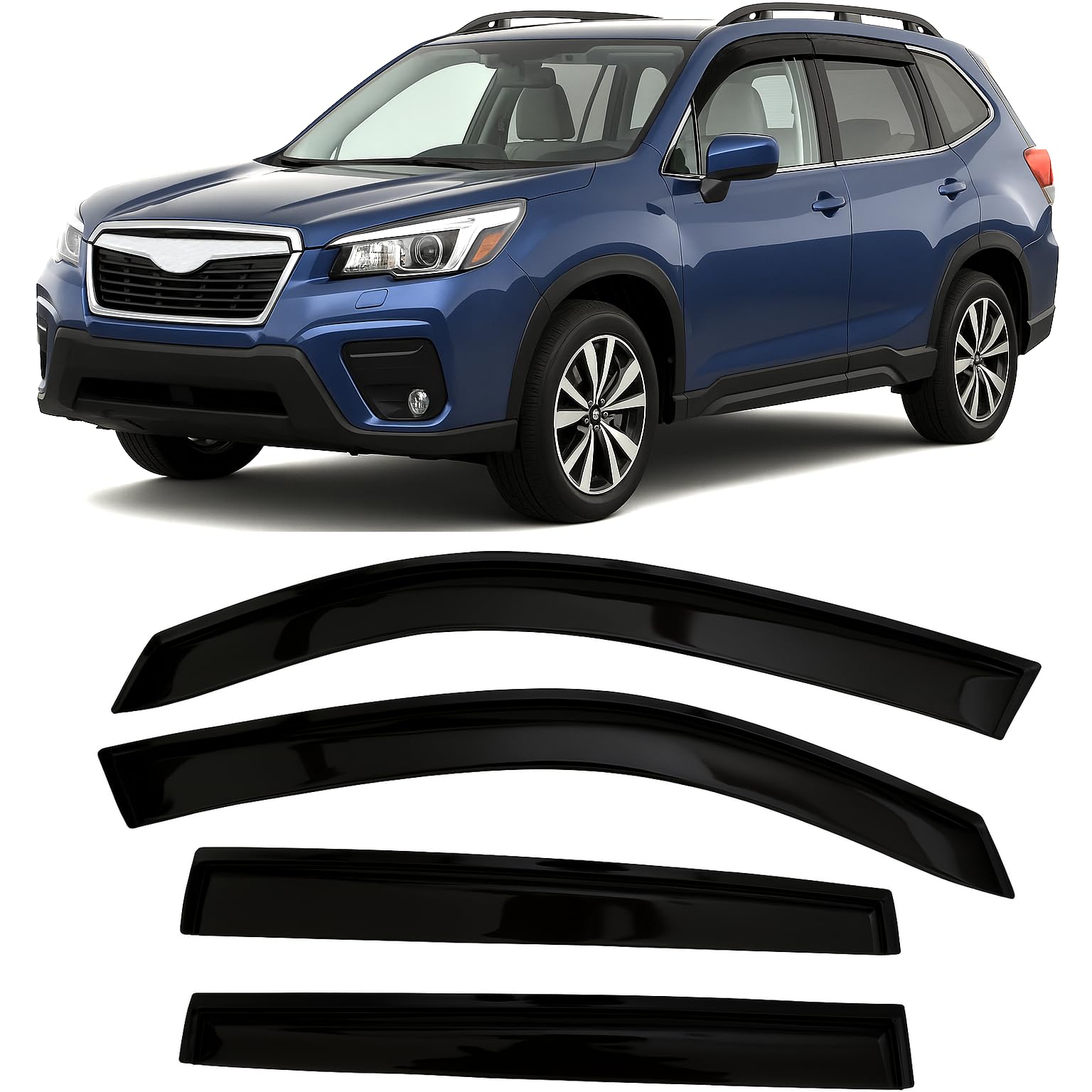 Photo 1 of 2019-2024 Tape-On Side Window Visor Deflectors for Subaru Forester Rain Guards SK Premium Sport Limited Touring Smoke Tinted Protectors 2020 2021 2022 2023